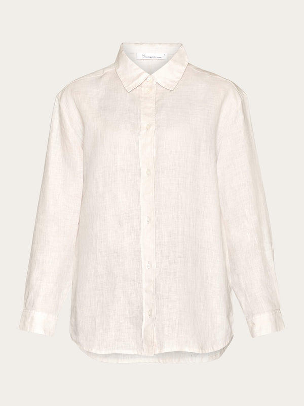 KnowledgeCotton Apparel - WMN Loose linen long sleeved shirt - GOTS/Vegan Shirts 1228 Light feather gray