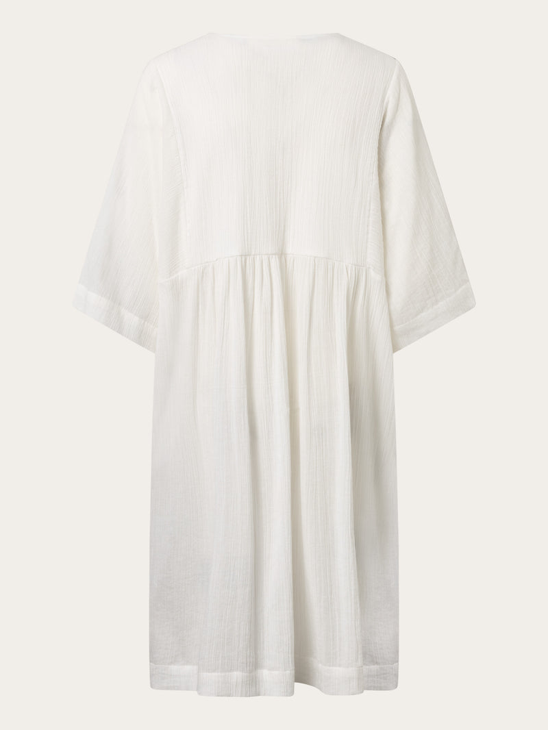 KnowledgeCotton Apparel - WMN Cotton crepe A-shape dress Dresses 1334 Snow White